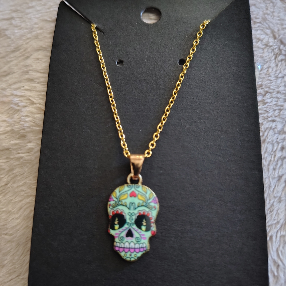 Colorful Skull Pendant Necklace